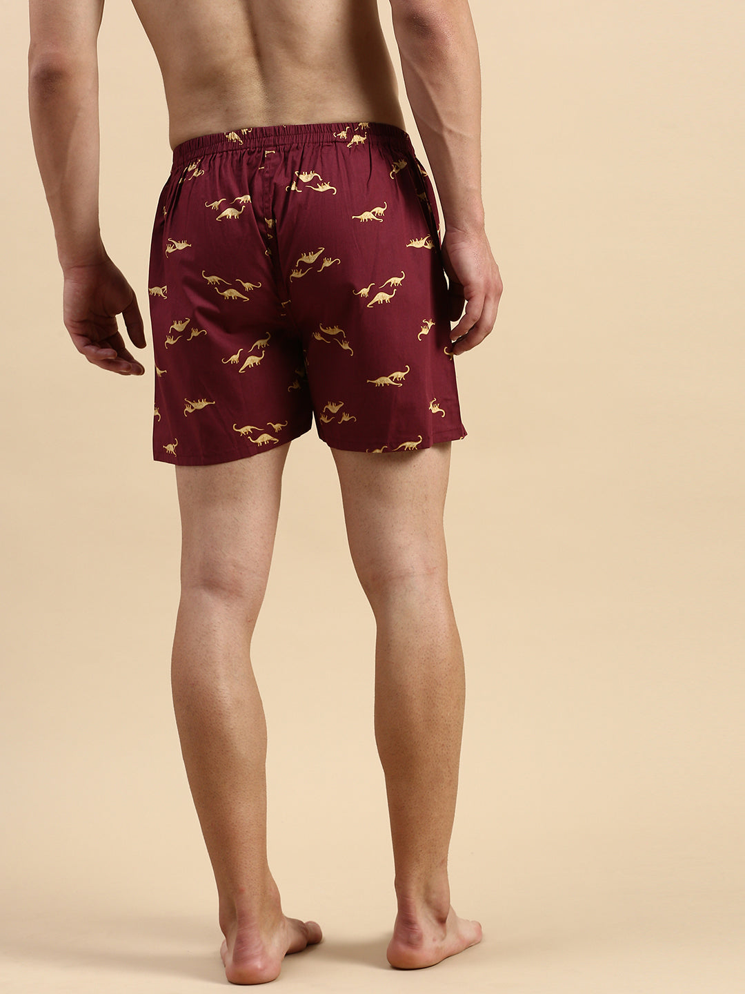 Men Printed Maroon Boxers