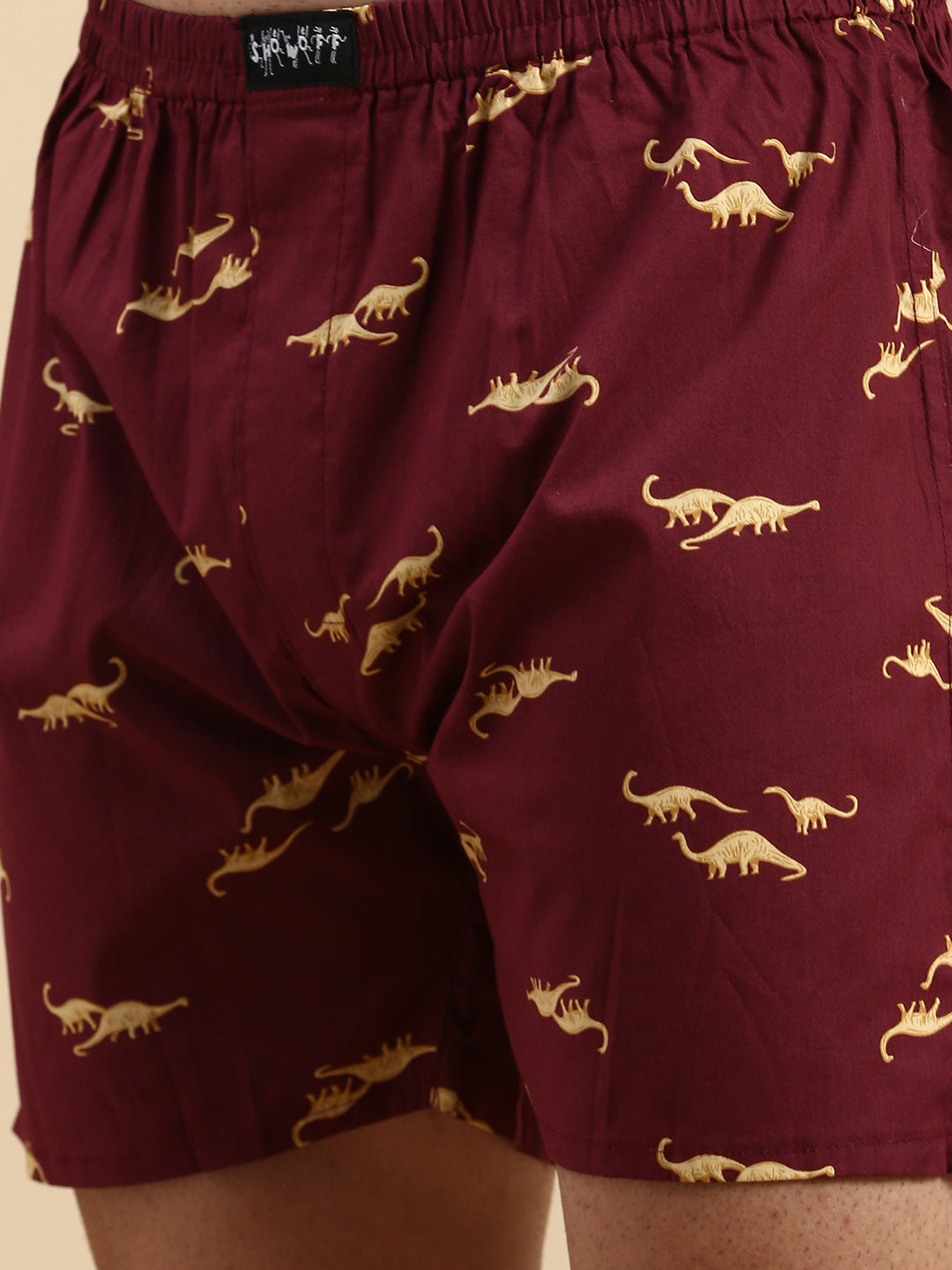 Men Printed Maroon Boxers