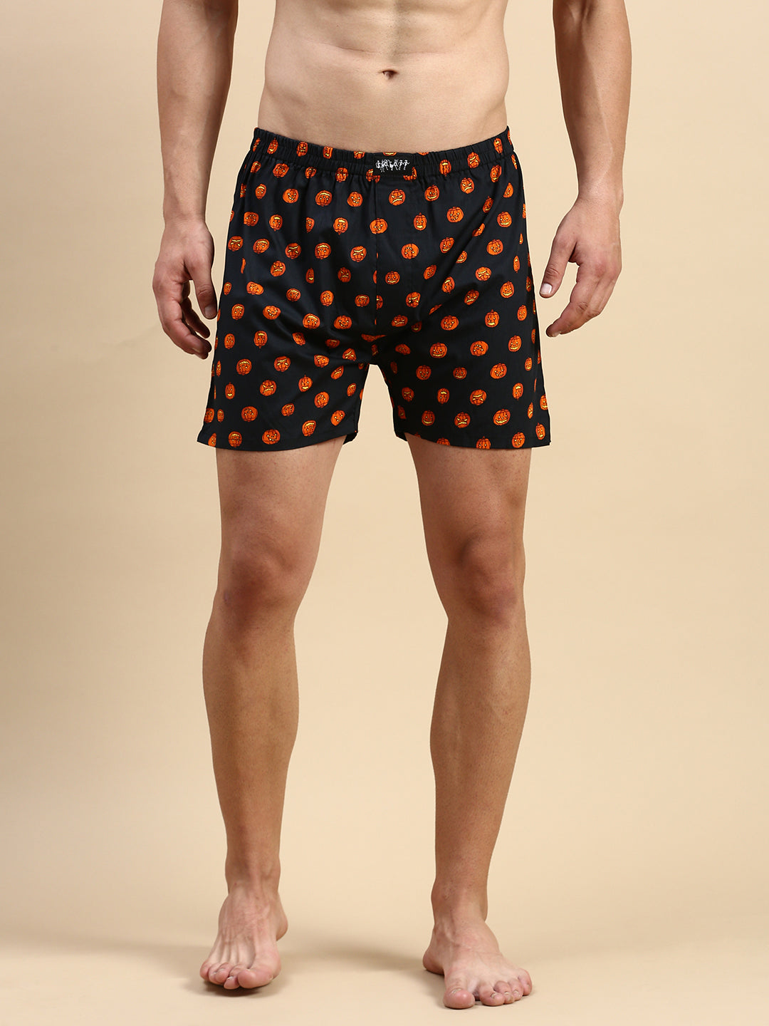 Men Printed Black Boxers