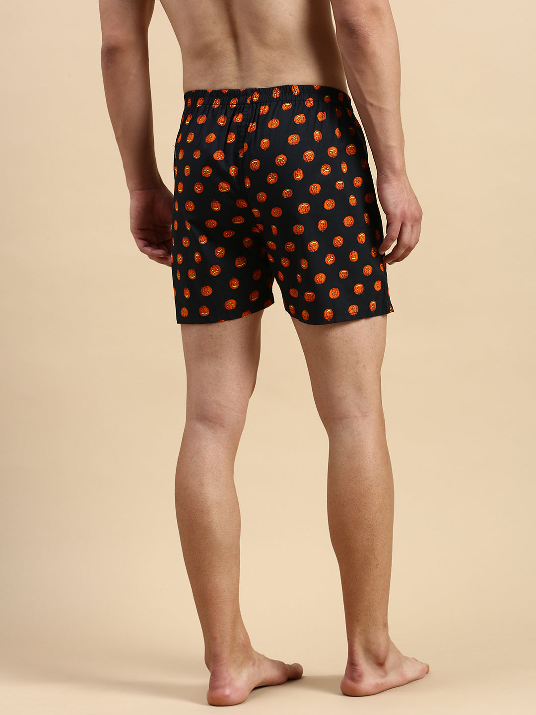 Men Printed Black Boxers