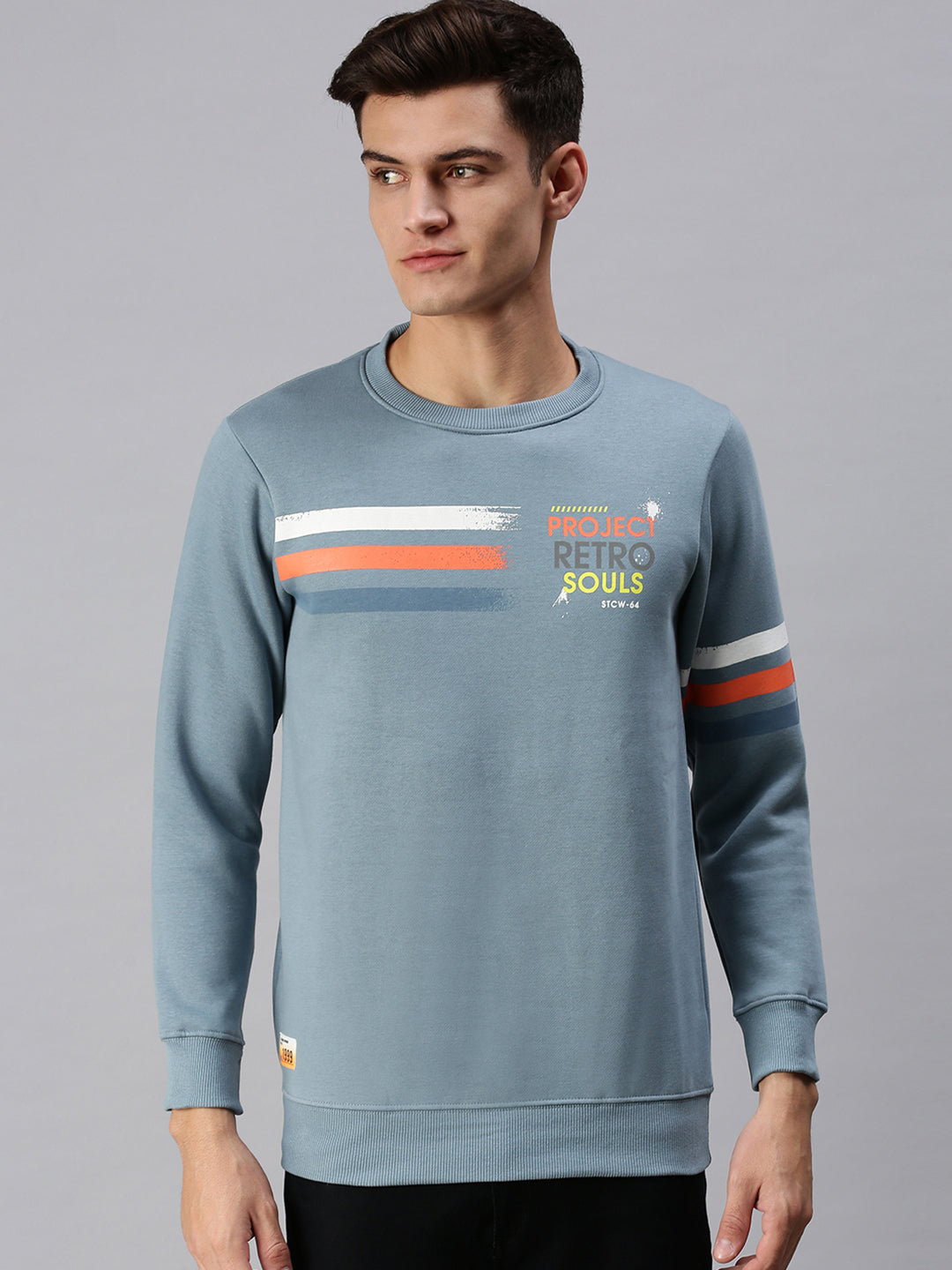 Men Graphic Print Blue Sweatshirt