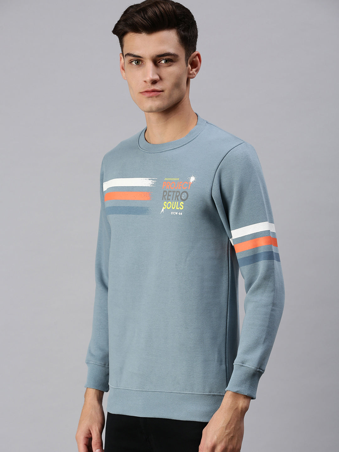 Men Graphic Print Blue Sweatshirt