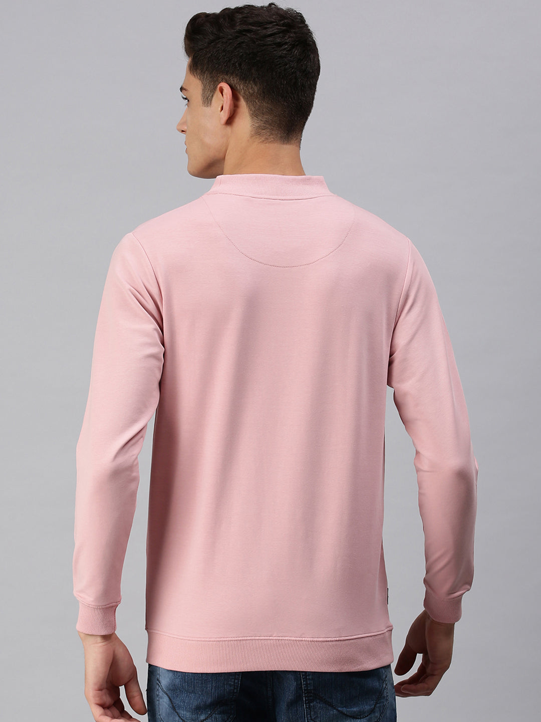 Men Solid Pink Sweatshirt