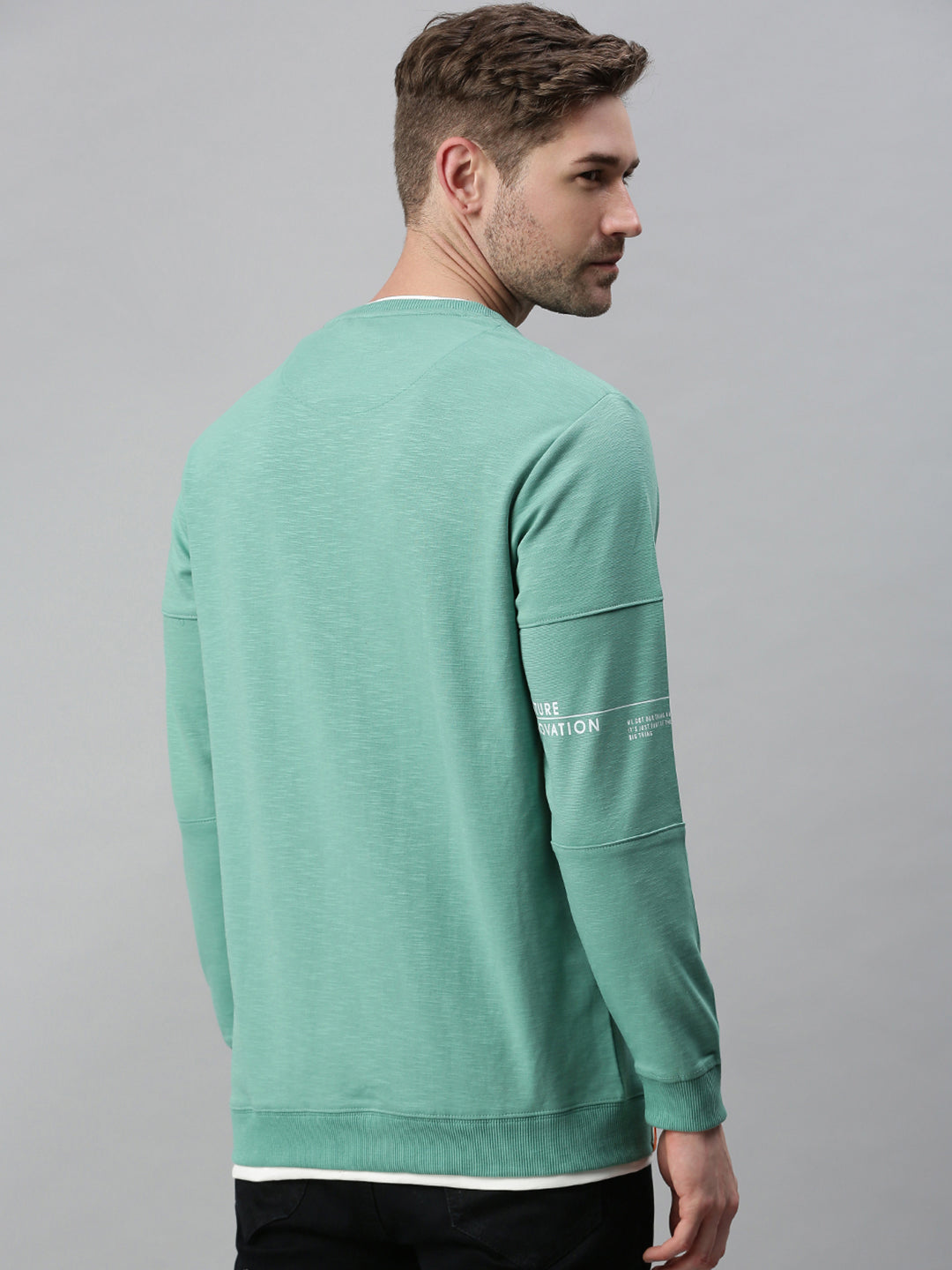 Men Solid Green Sweatshirt