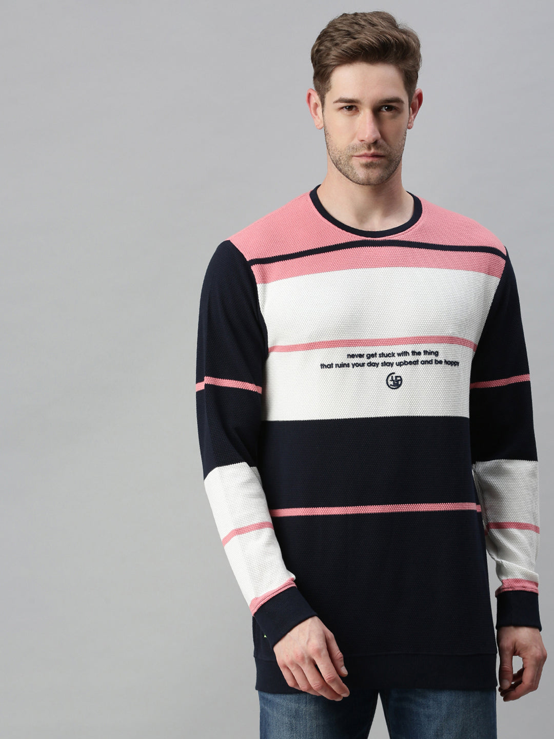 Men Printed Pink Sweatshirt