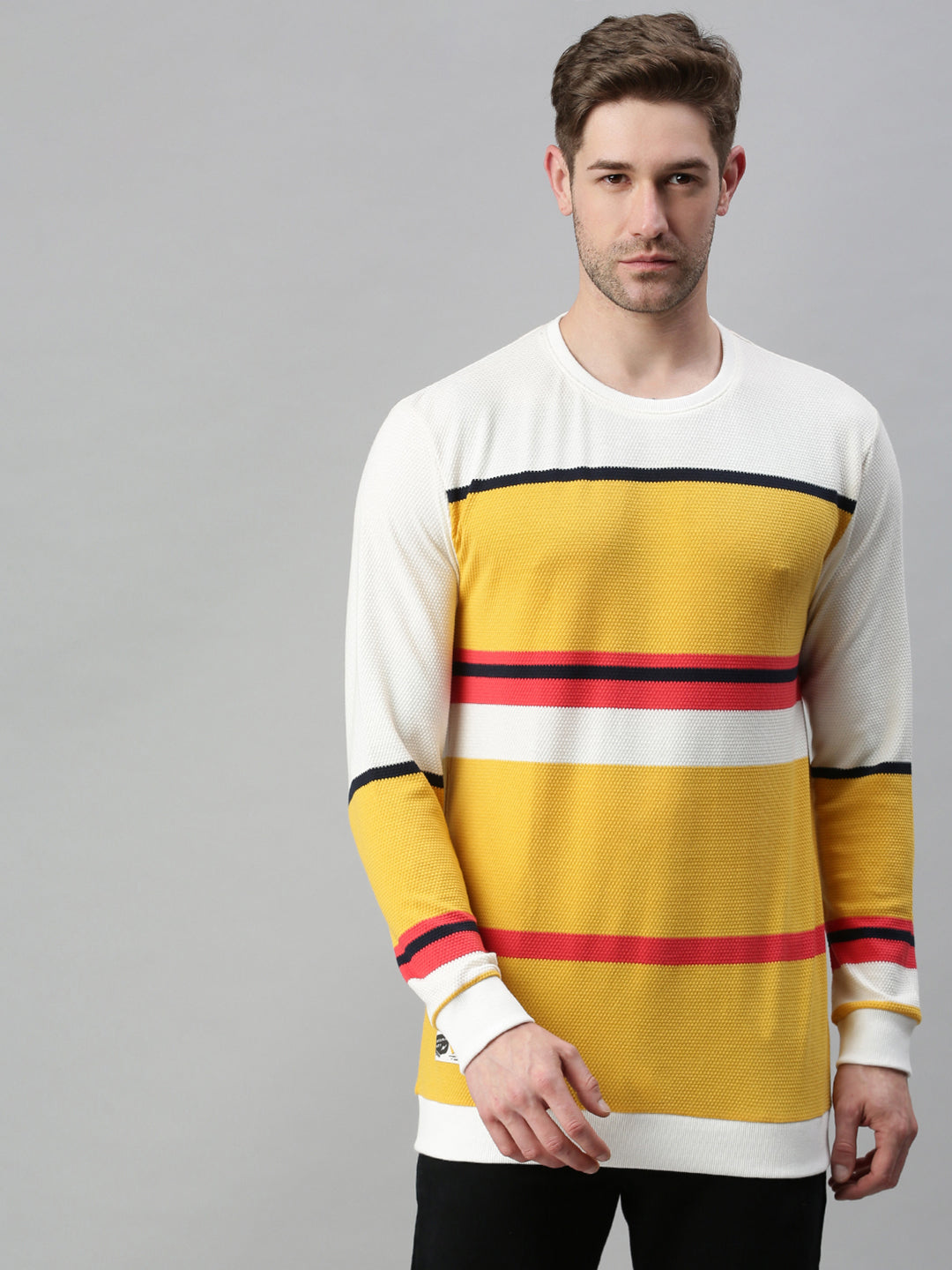 Men Printed Yellow Sweatshirt