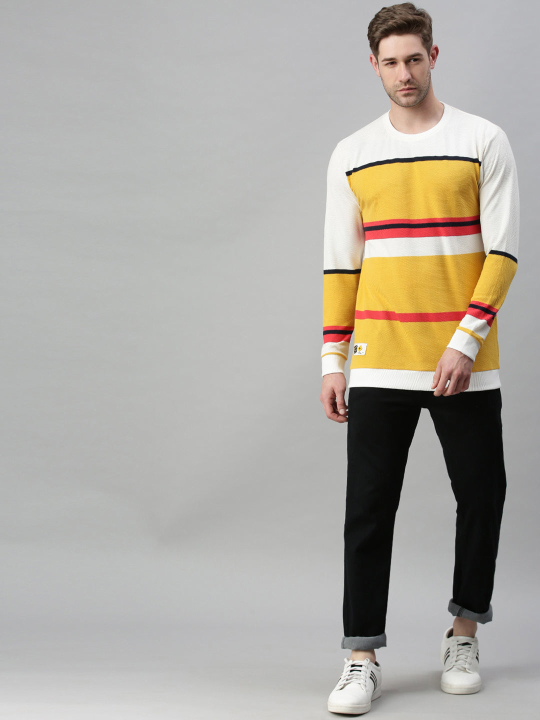 Men Printed Yellow Sweatshirt