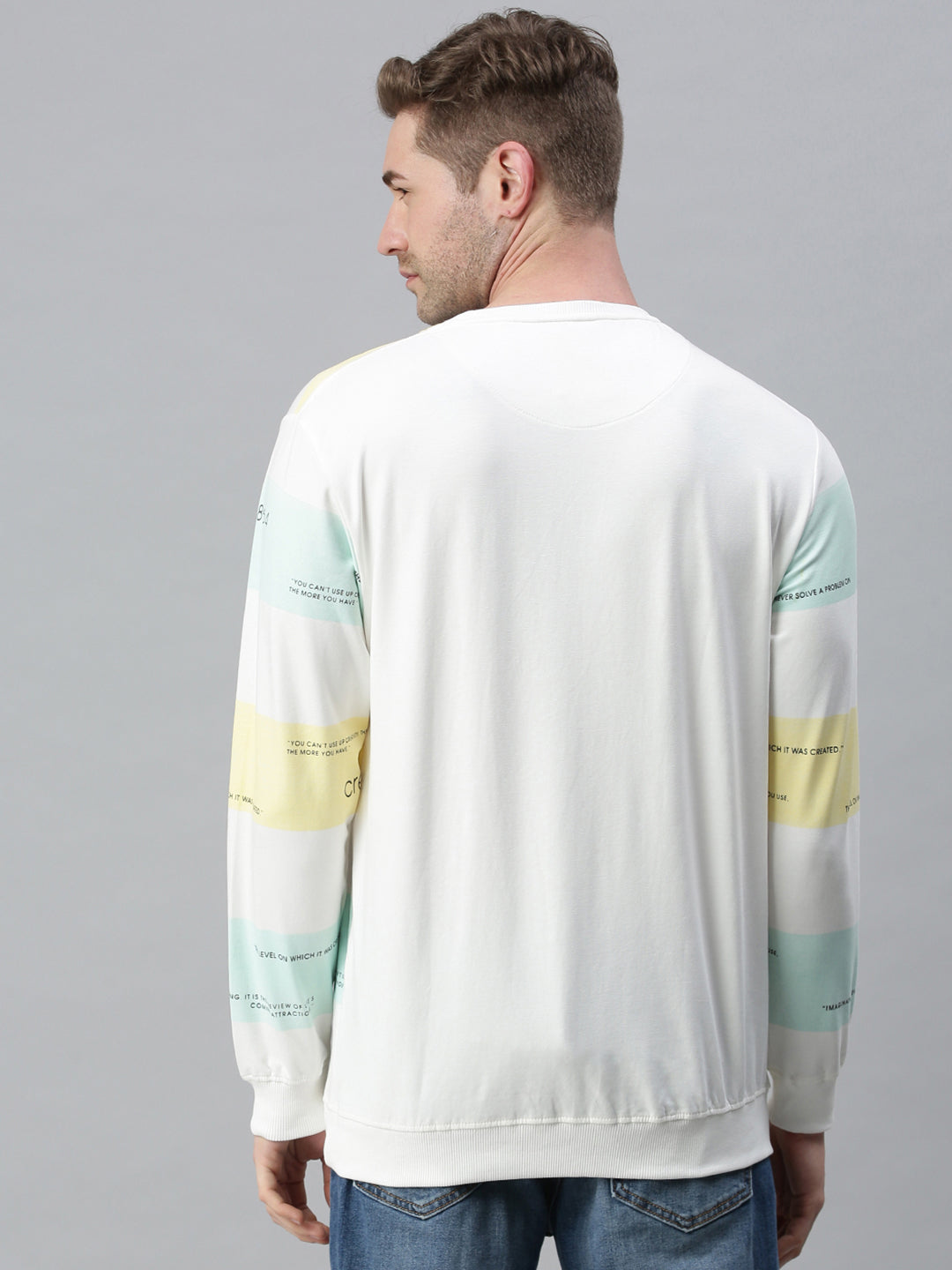 Men Printed White Sweatshirt