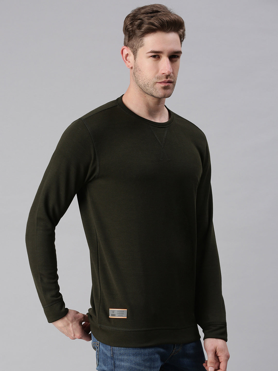 Men Printed Olive Sweatshirt