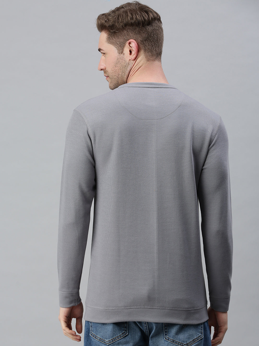 Men Solid Grey Sweatshirt