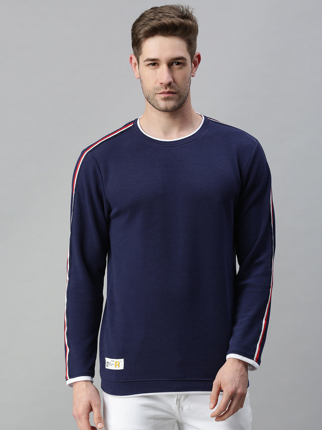 Men Solid Navy Blue Sweatshirt