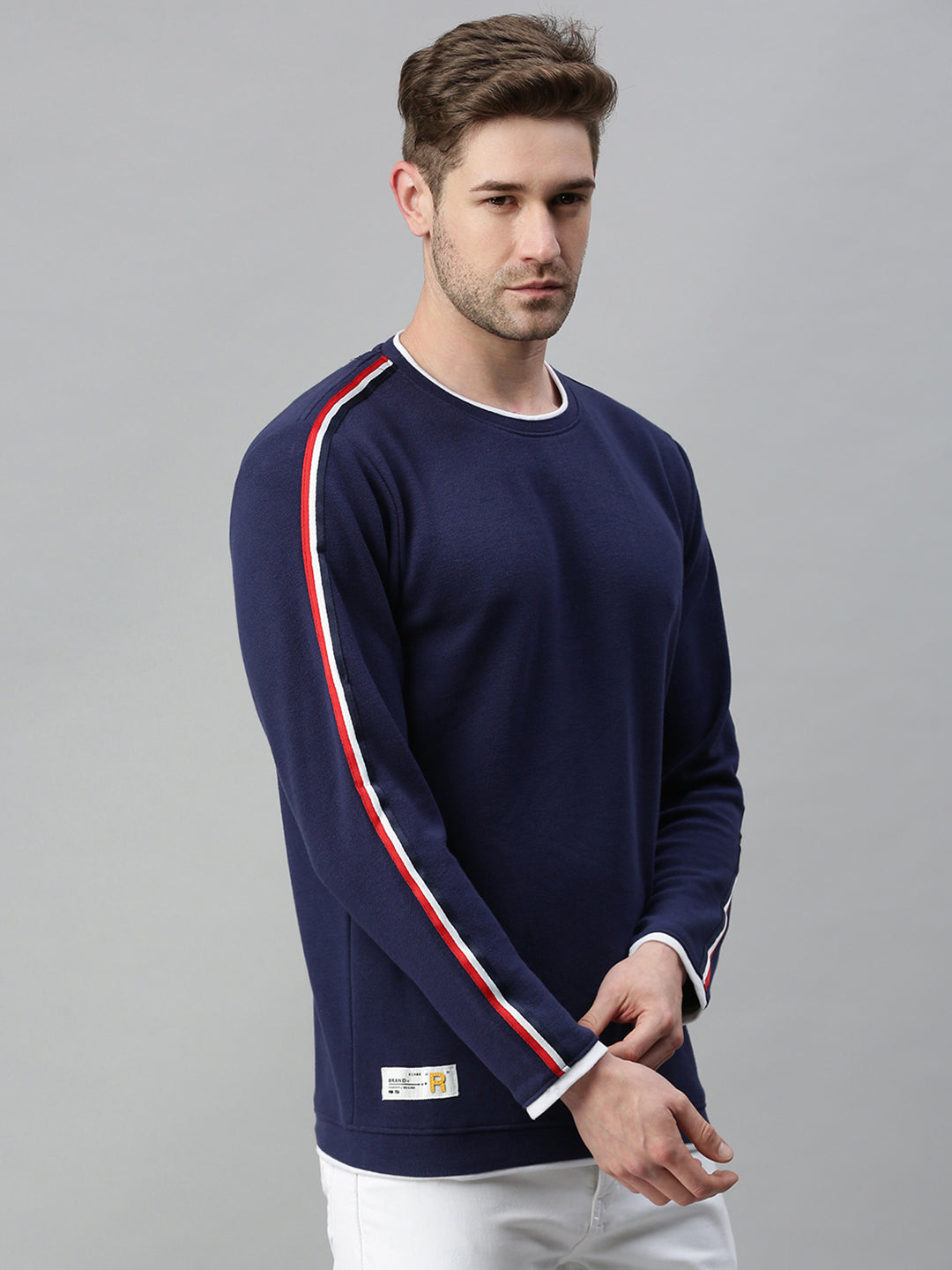 Men Solid Navy Blue Sweatshirt