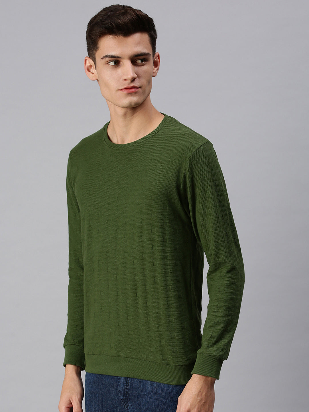 Men Solid Green Sweatshirt