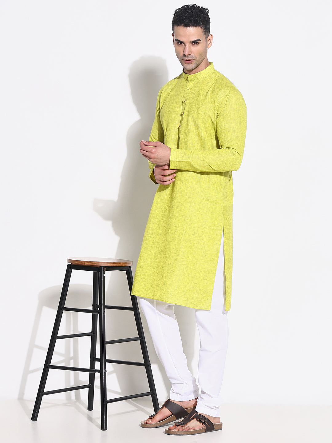 Men Green Solid Kurta Set