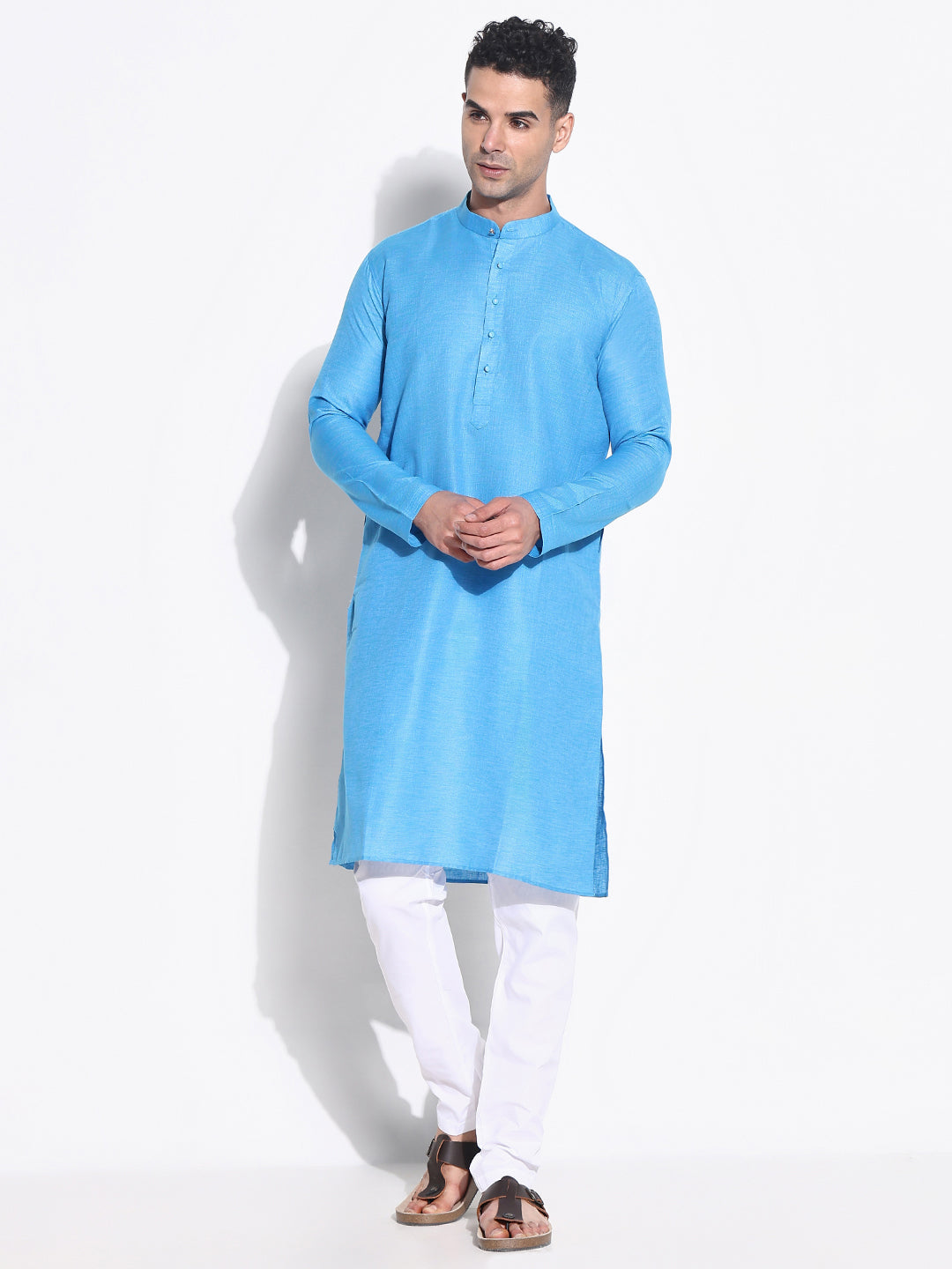 Men Blue Solid Kurta Set