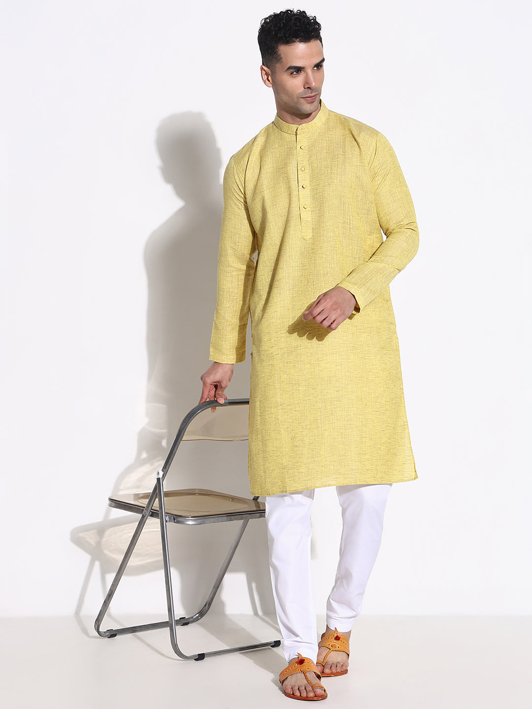 Men Green Solid Kurta Set