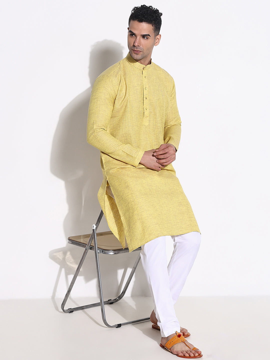 Men Green Solid Kurta Set