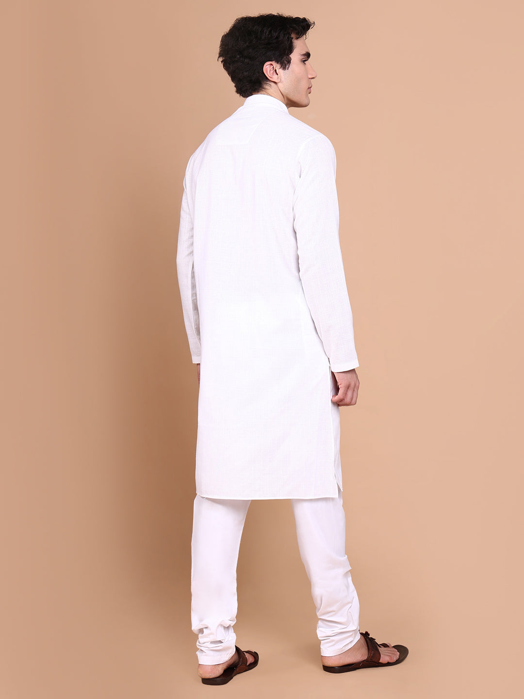 Men White Solid Kurta Set