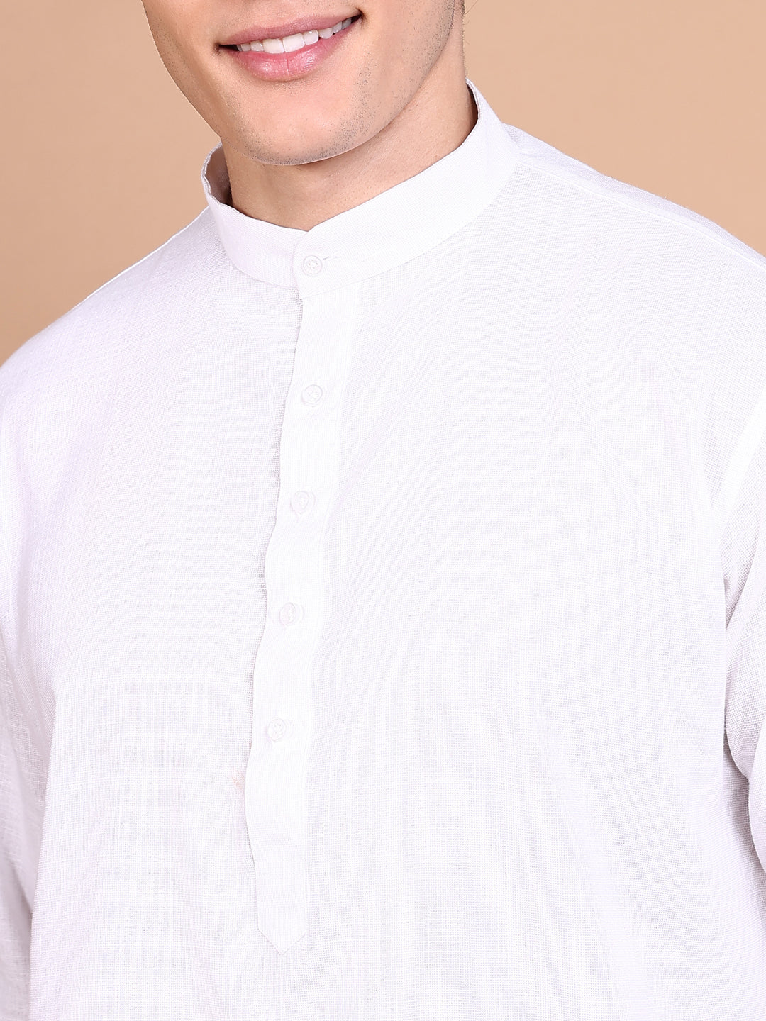 Men White Solid Kurta Set