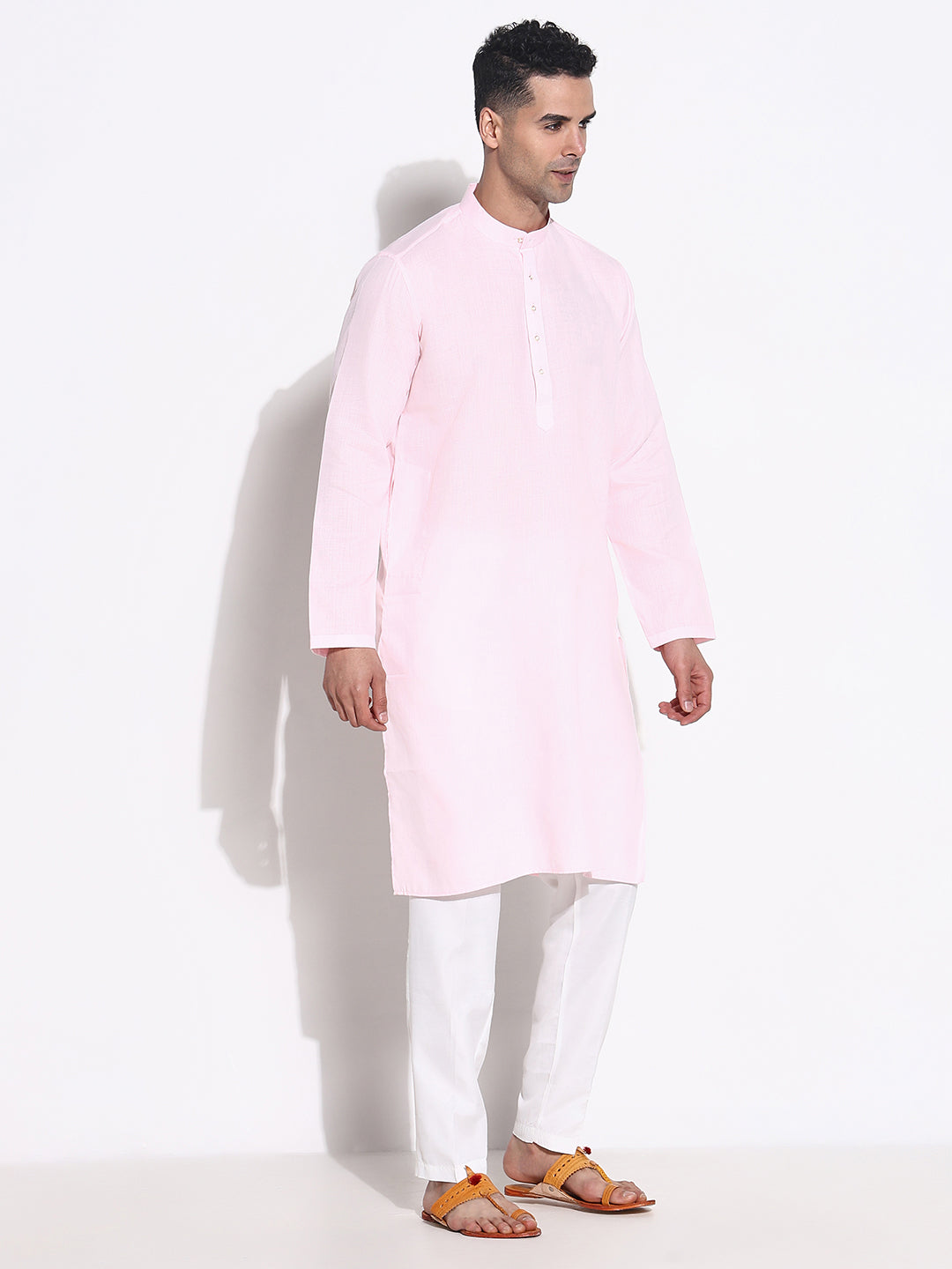 Men Pink Solid Kurta Set