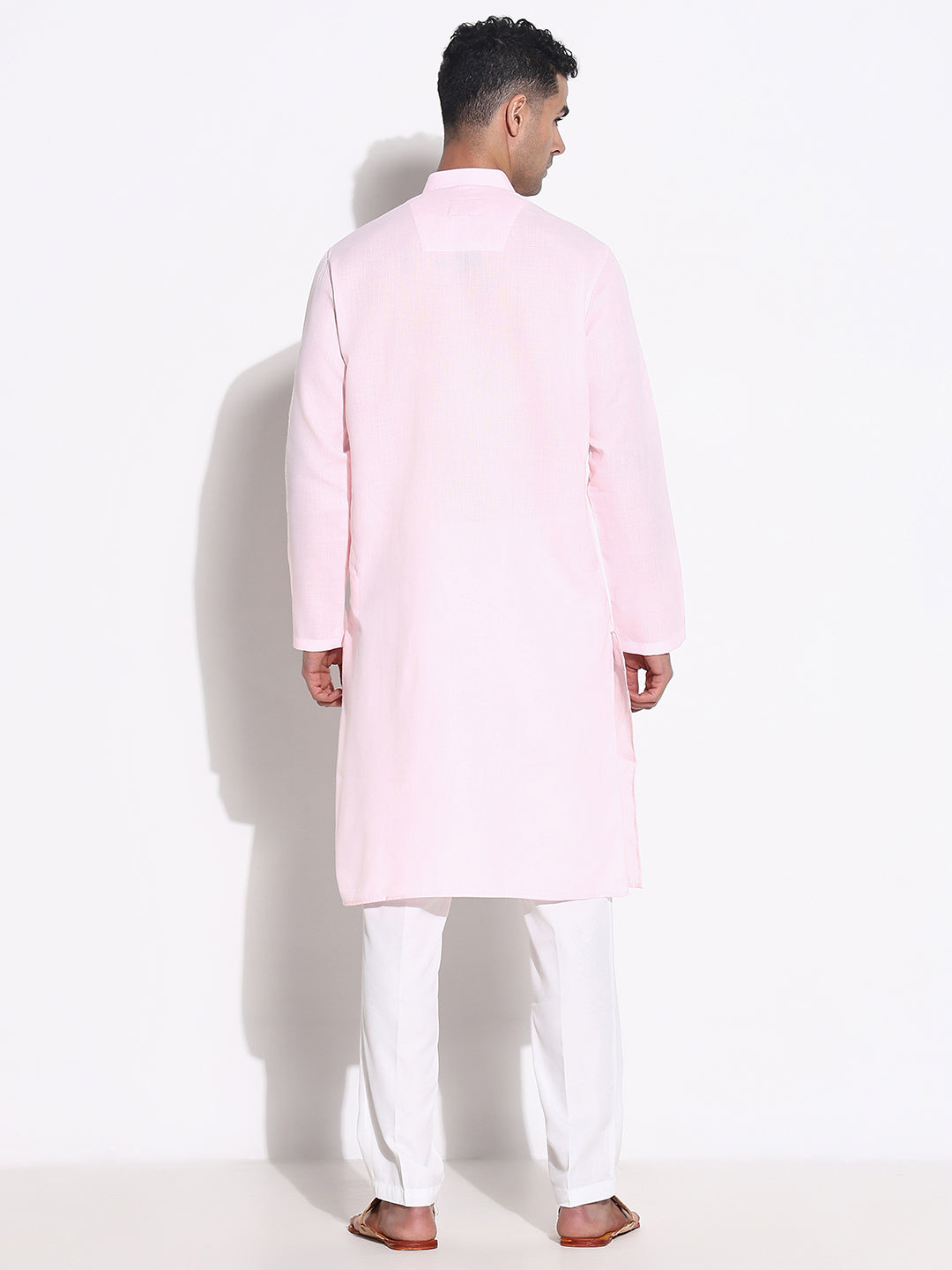 Men Pink Solid Kurta Set