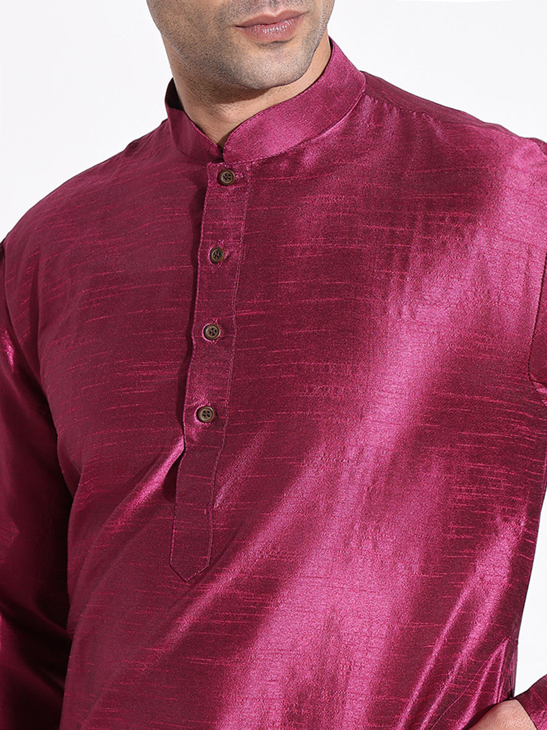 Men Pink Solid Kurta Set