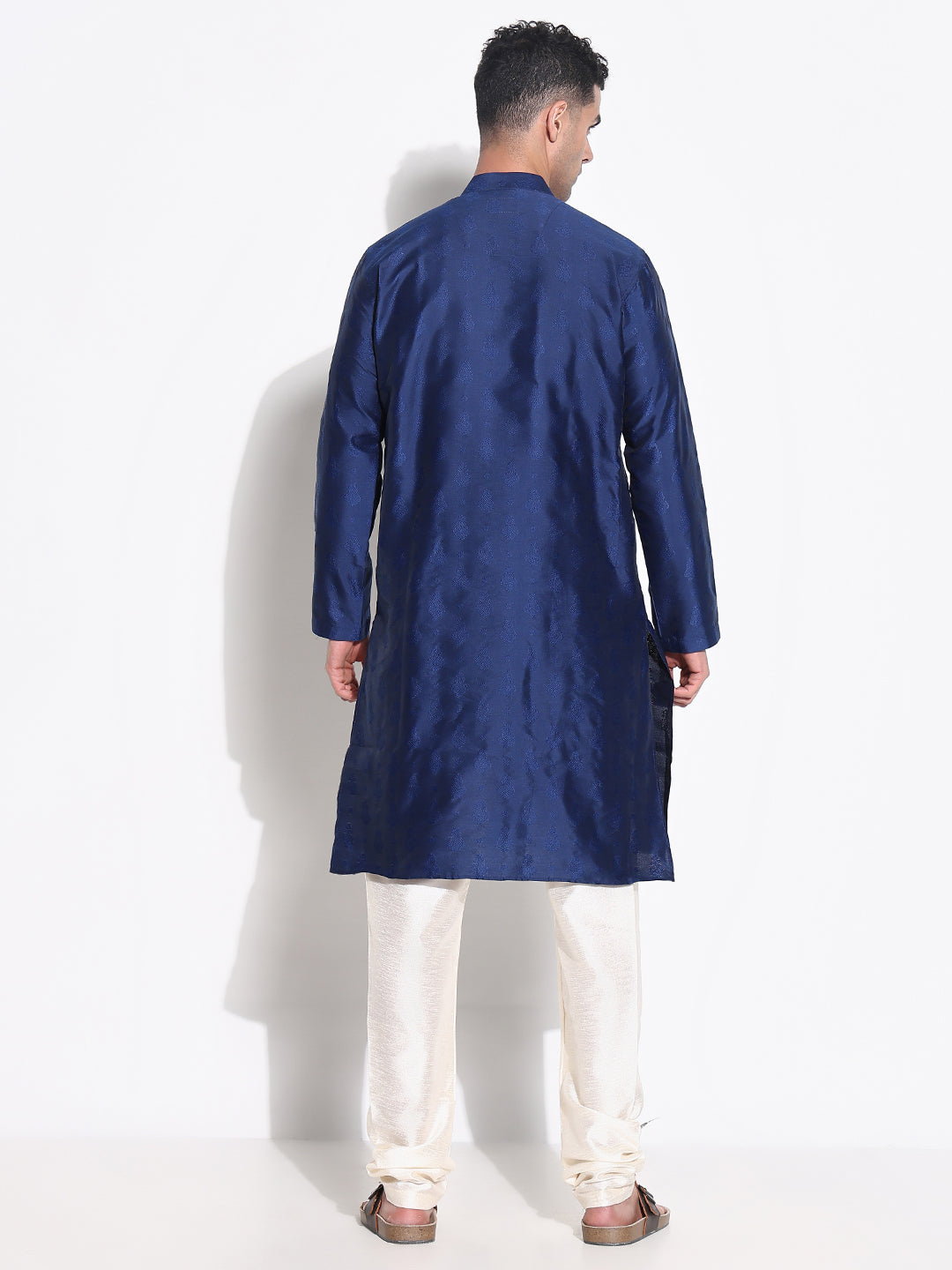 Men Navy Blue Ethnic Motifs Kurta Set