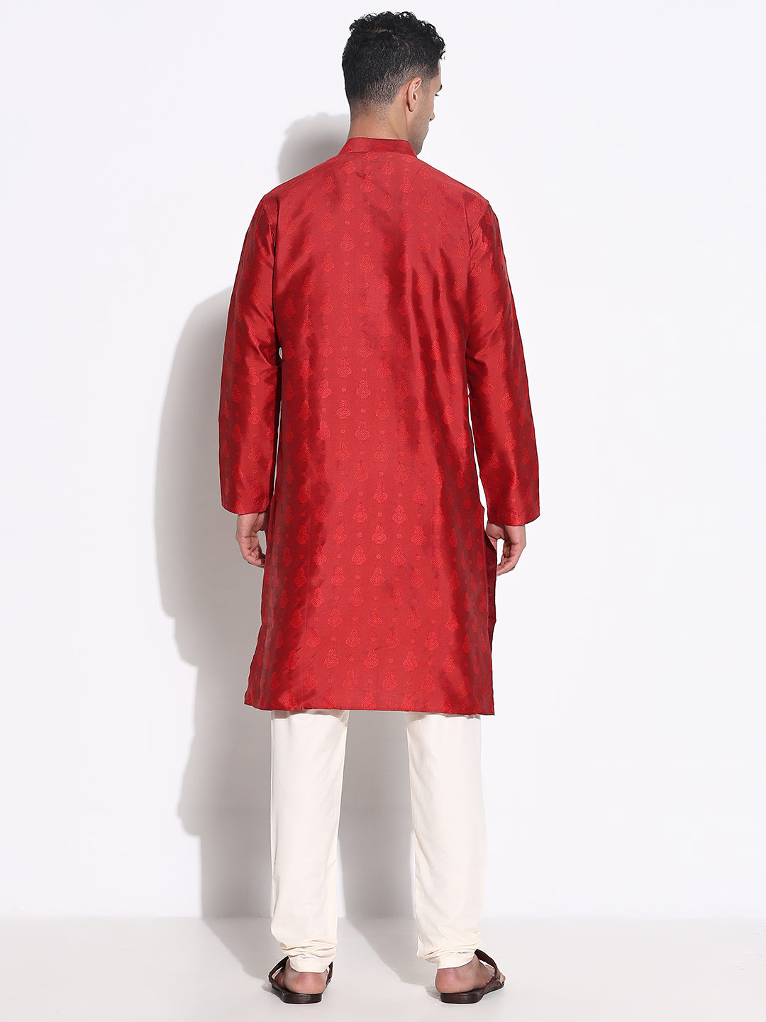 Men Red Ethnic Motifs Kurta Set