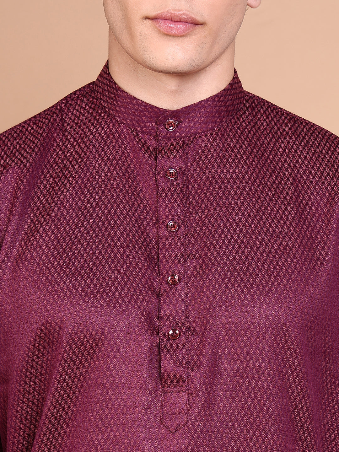 Men Purple Solid Kurta Set