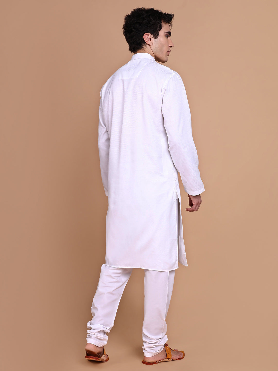 Men White Solid Kurta Set