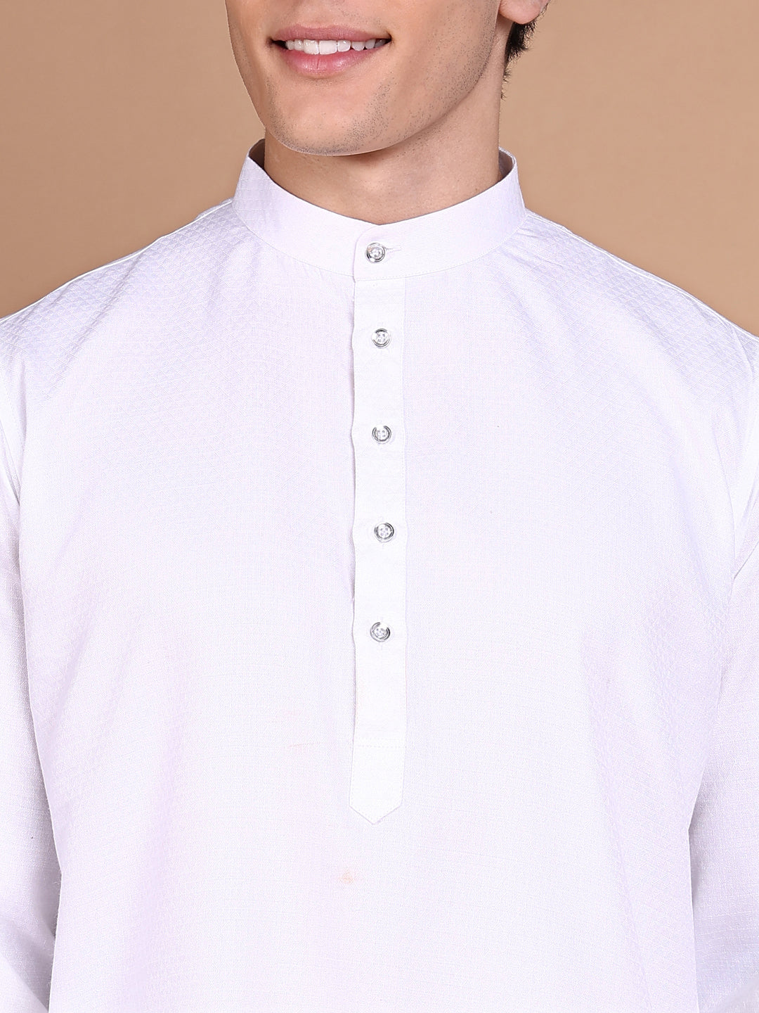 Men White Solid Kurta Set