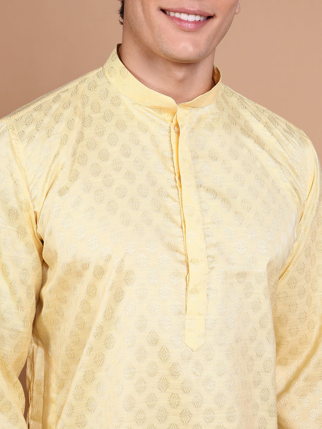 Men Yellow Solid Kurta Set