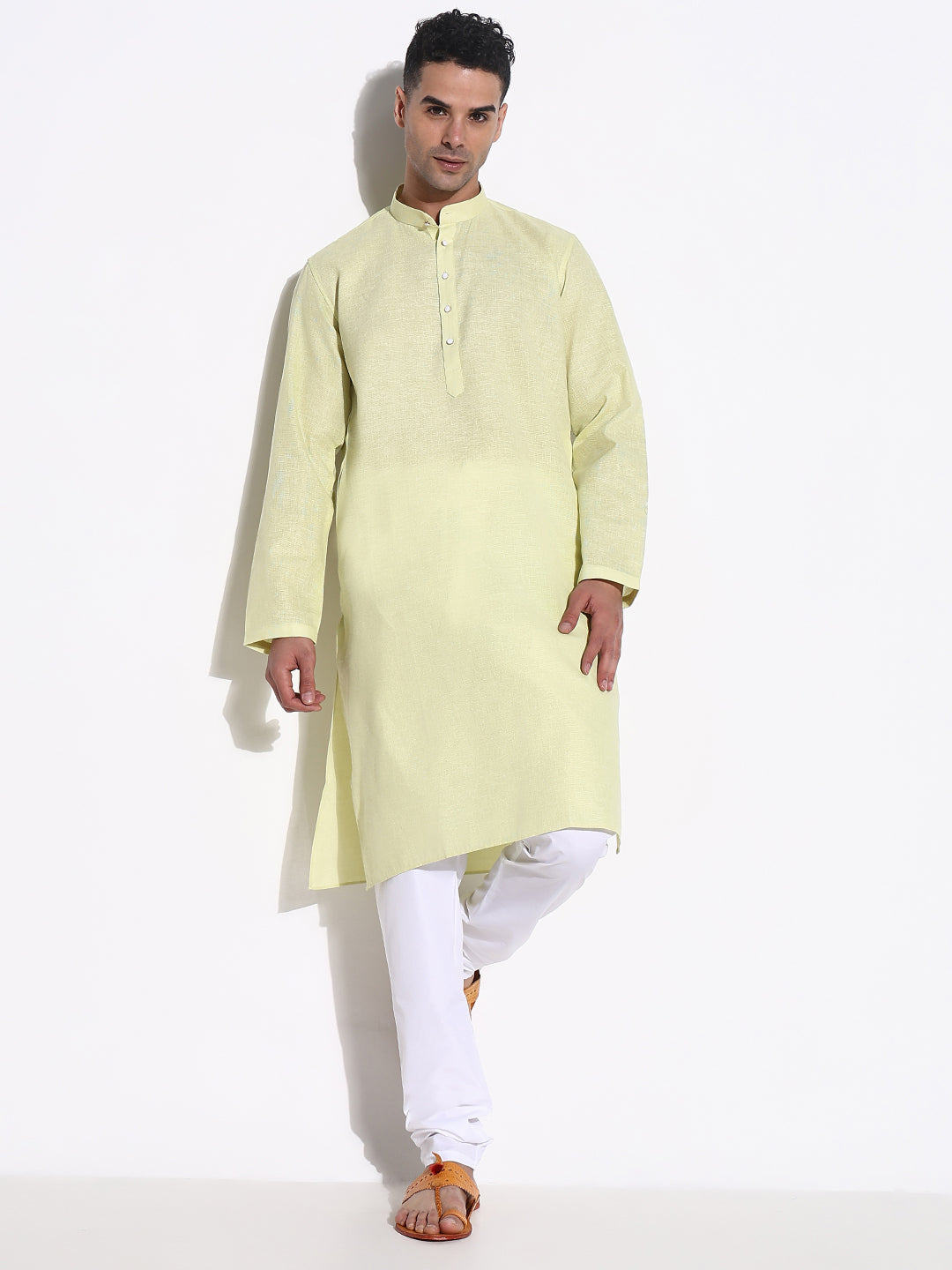 Men Green Solid Kurta Set