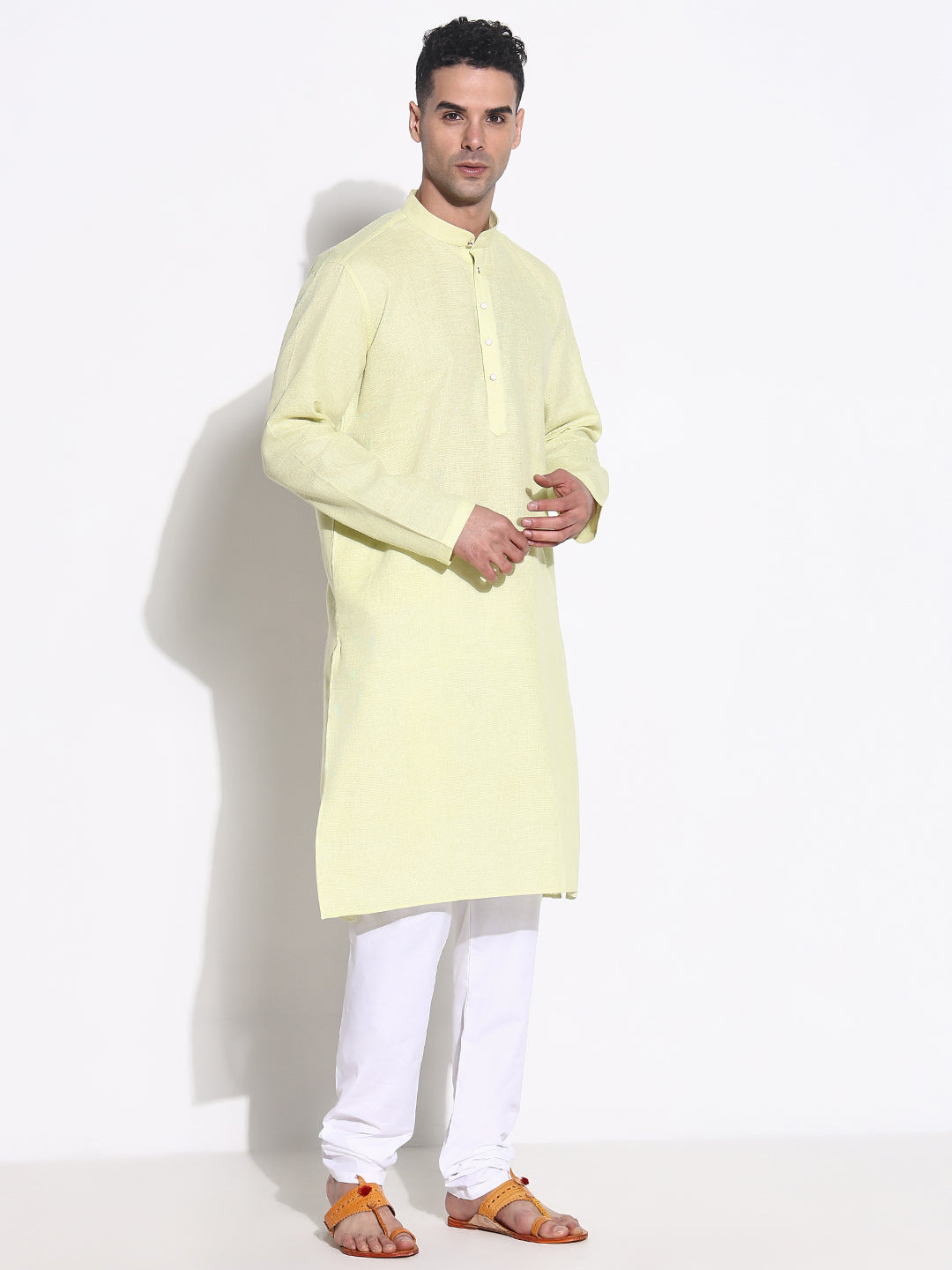 Men Green Solid Kurta Set