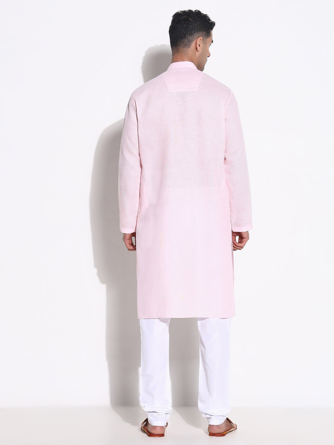 Men Pink Solid Kurta Set