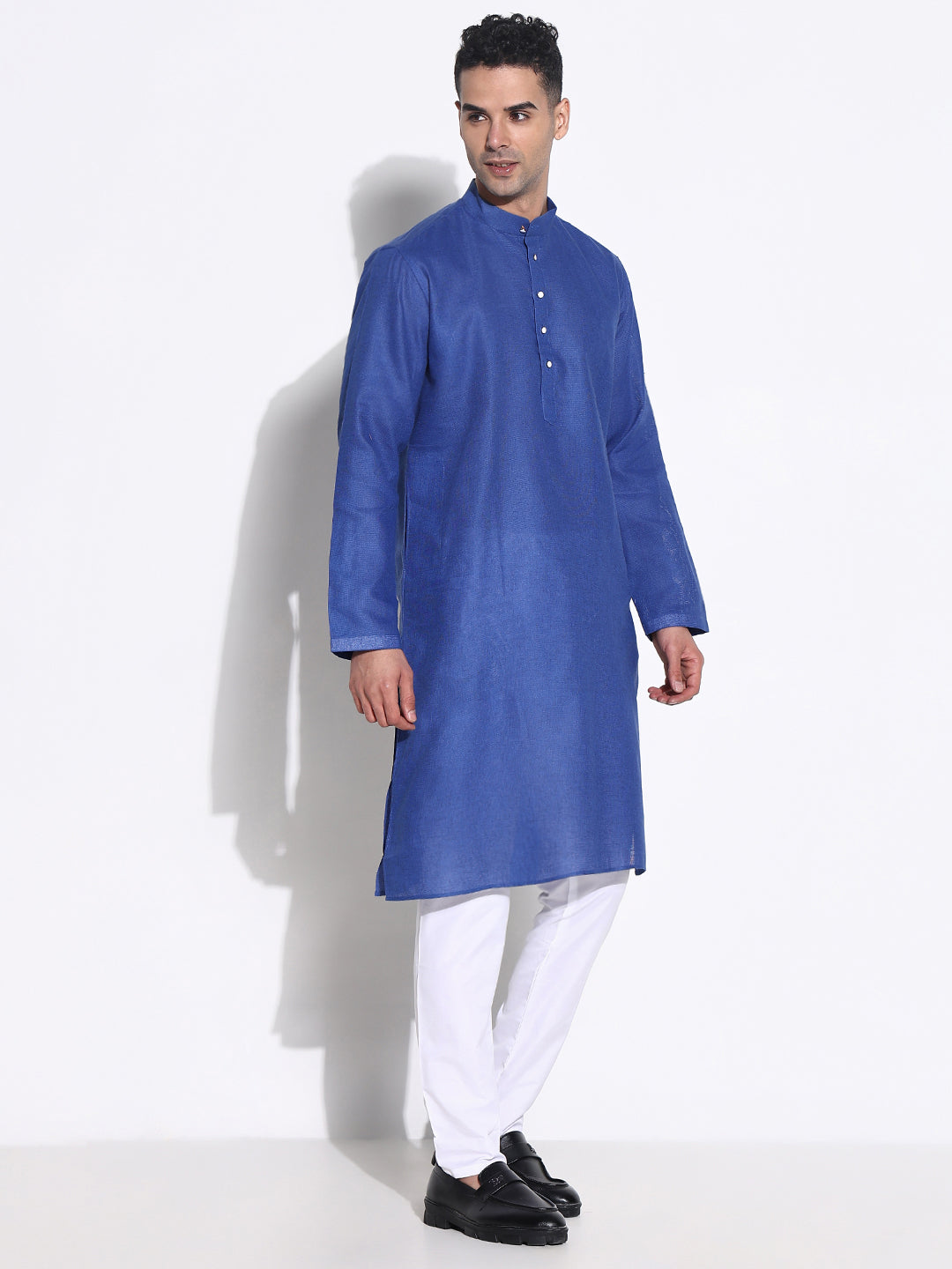 Men Blue Solid Kurta Set