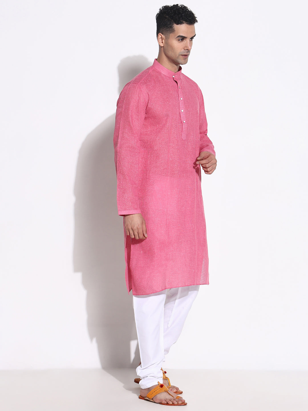 Men Pink Solid Kurta Set