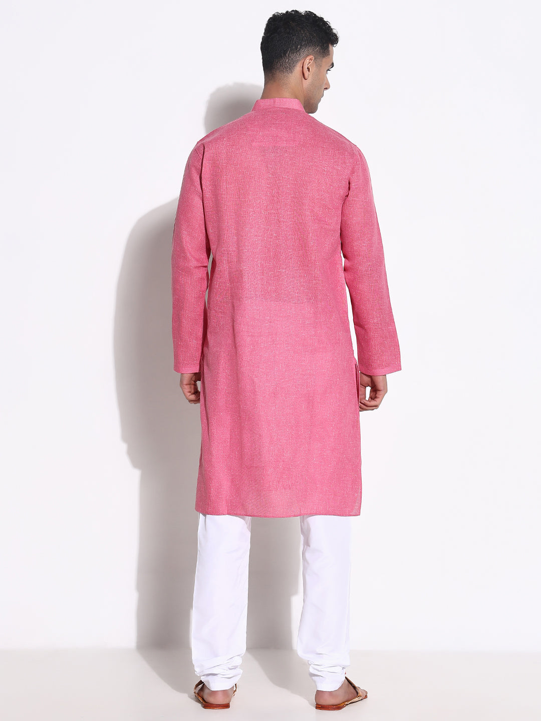 Men Pink Solid Kurta Set