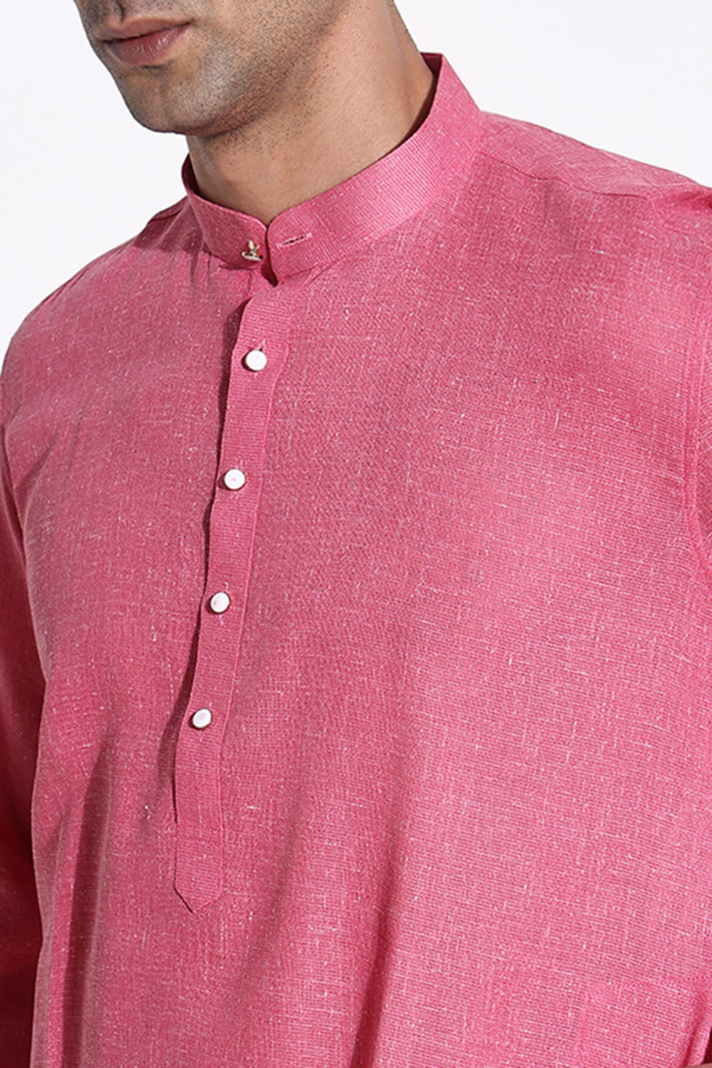 Men Pink Solid Kurta Set