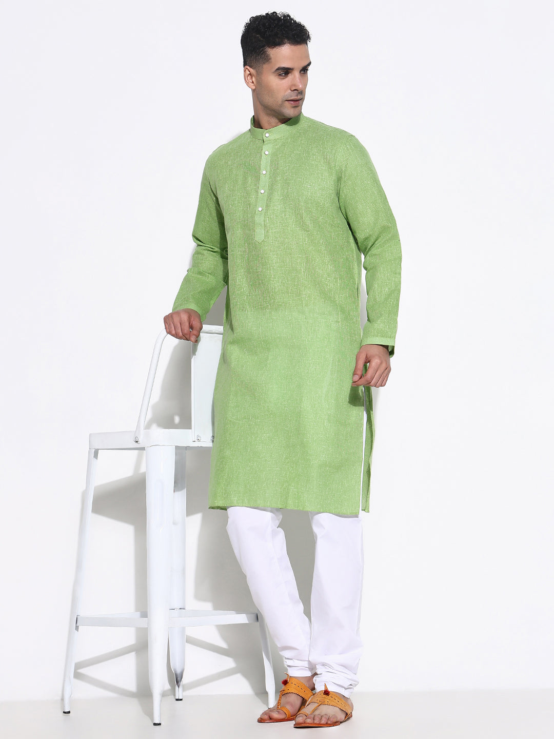 Men Green Solid Kurta Set