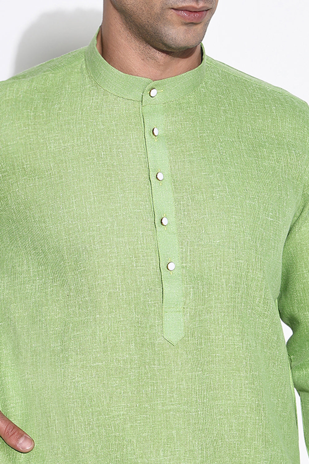 Men Green Solid Kurta Set