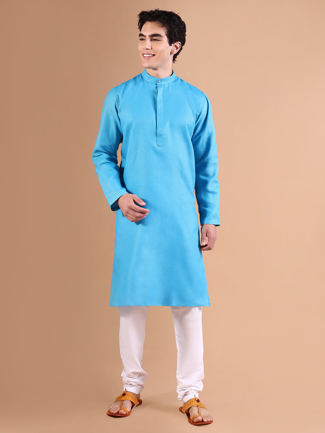 Men Blue Geometric Kurta Set