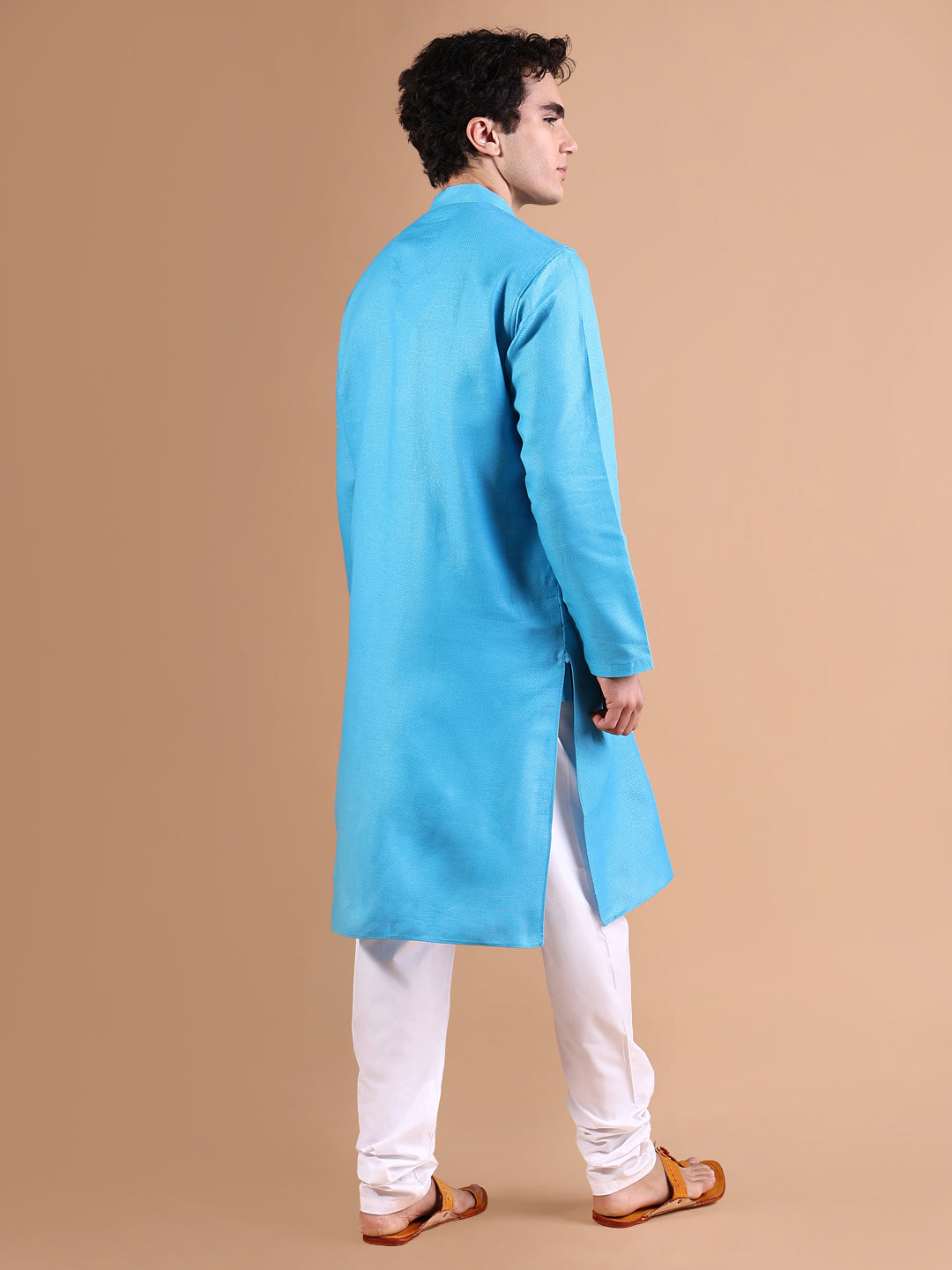 Men Blue Geometric Kurta Set