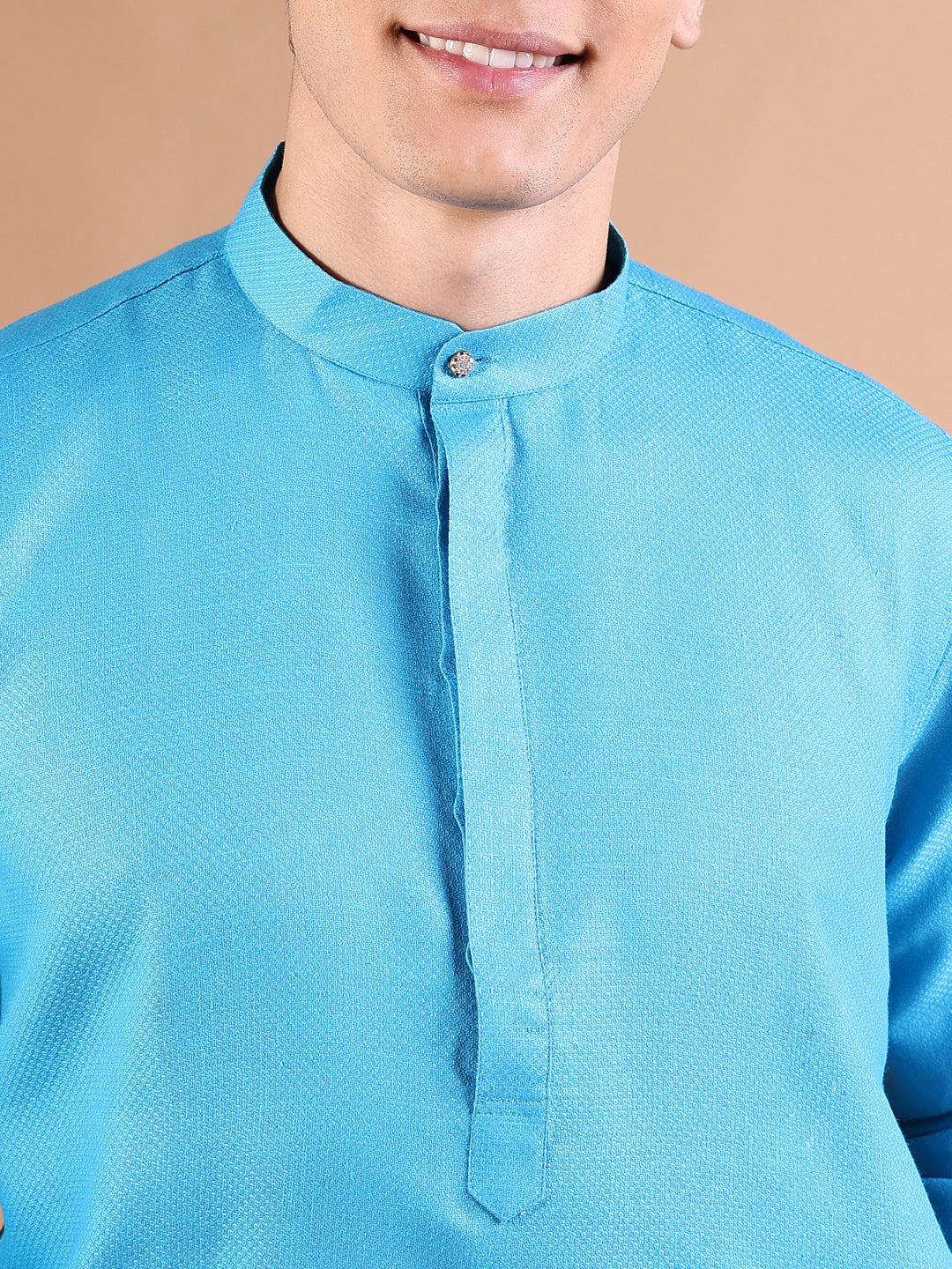 Men Blue Geometric Kurta Set