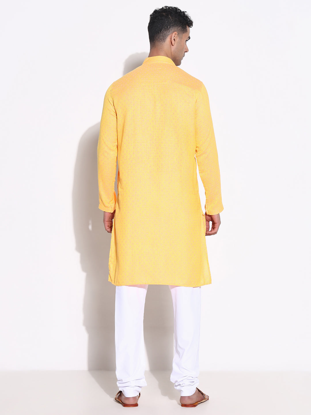 Men Orange Solid Kurta Set