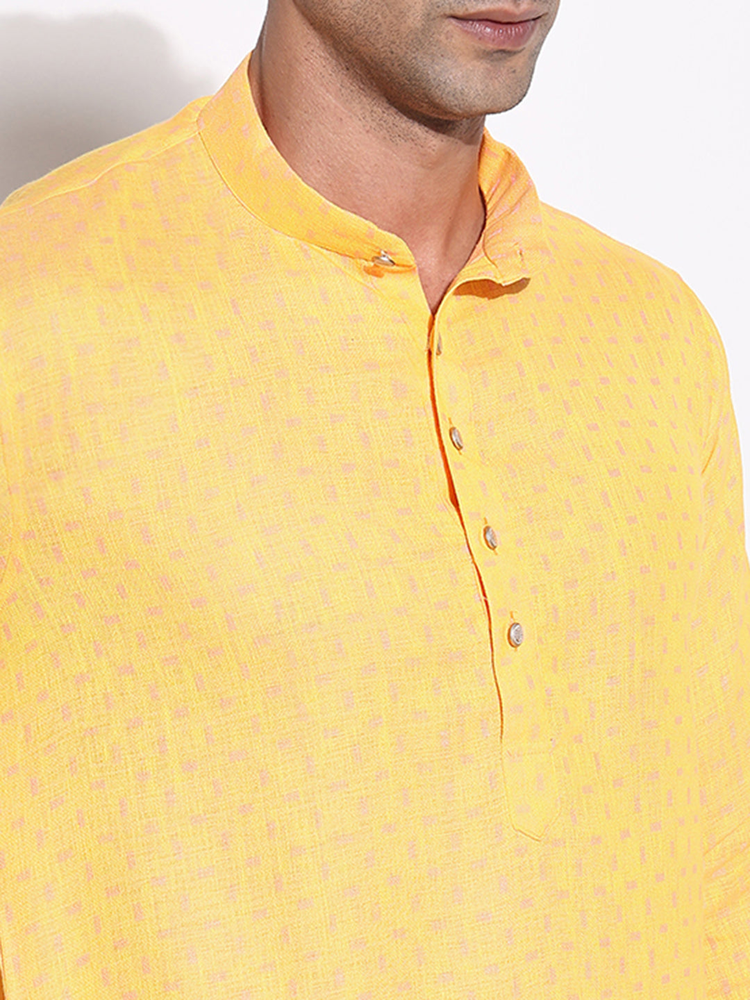 Men Orange Solid Kurta Set