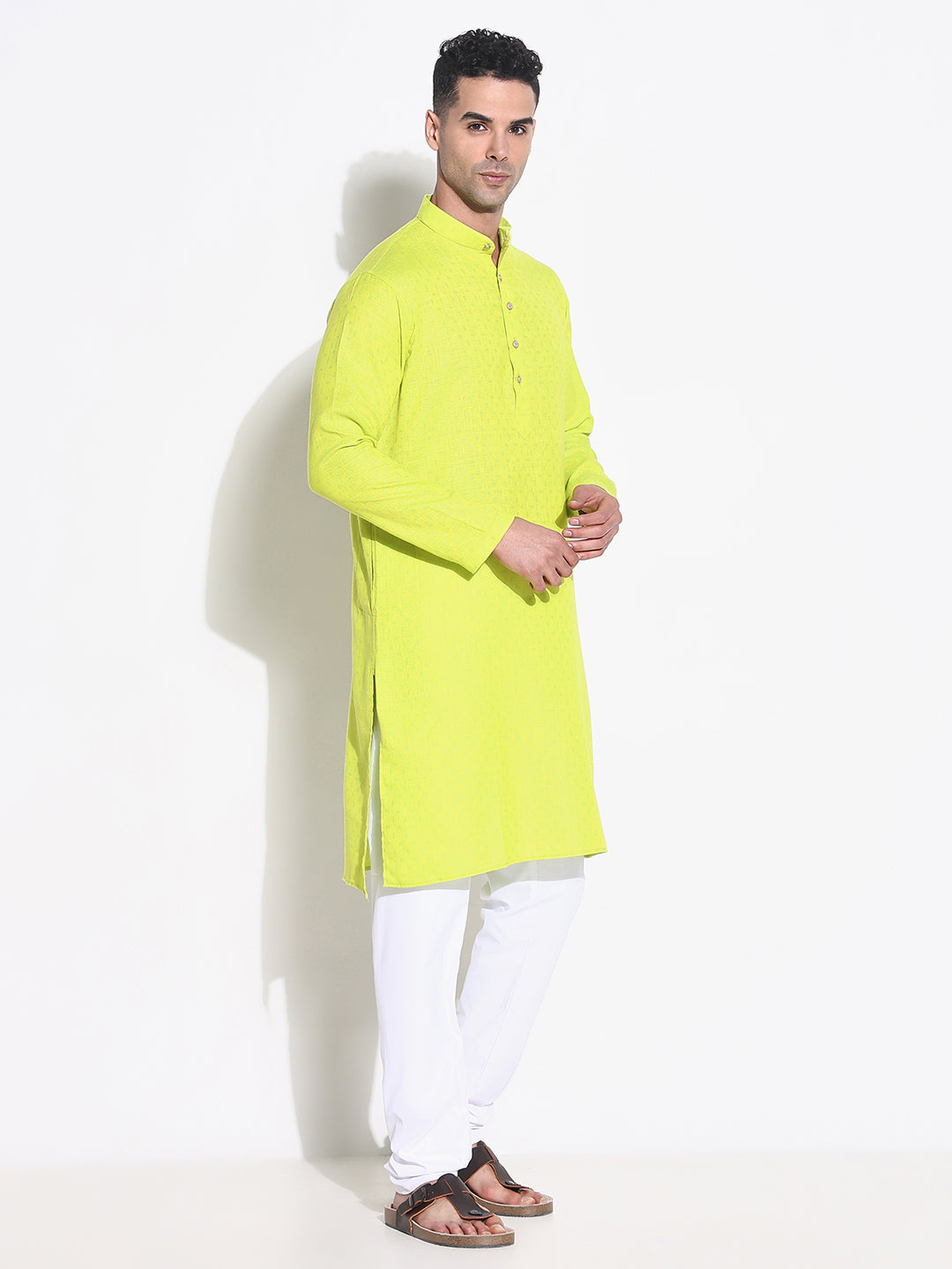 Men Green Solid Kurta Set