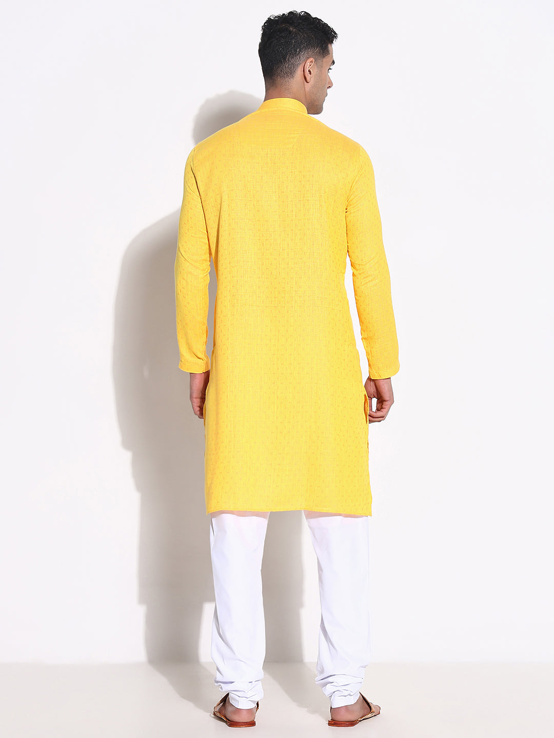 Men Yellow Solid Kurta Set