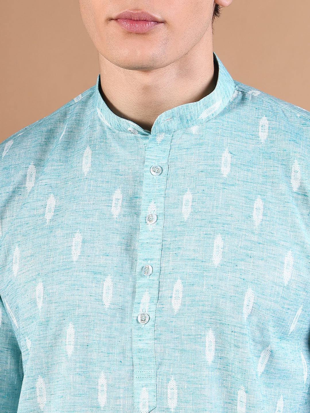 Men Blue Geometric Kurta Set