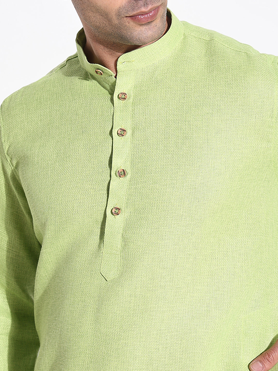 Men Green Solid Kurta Set